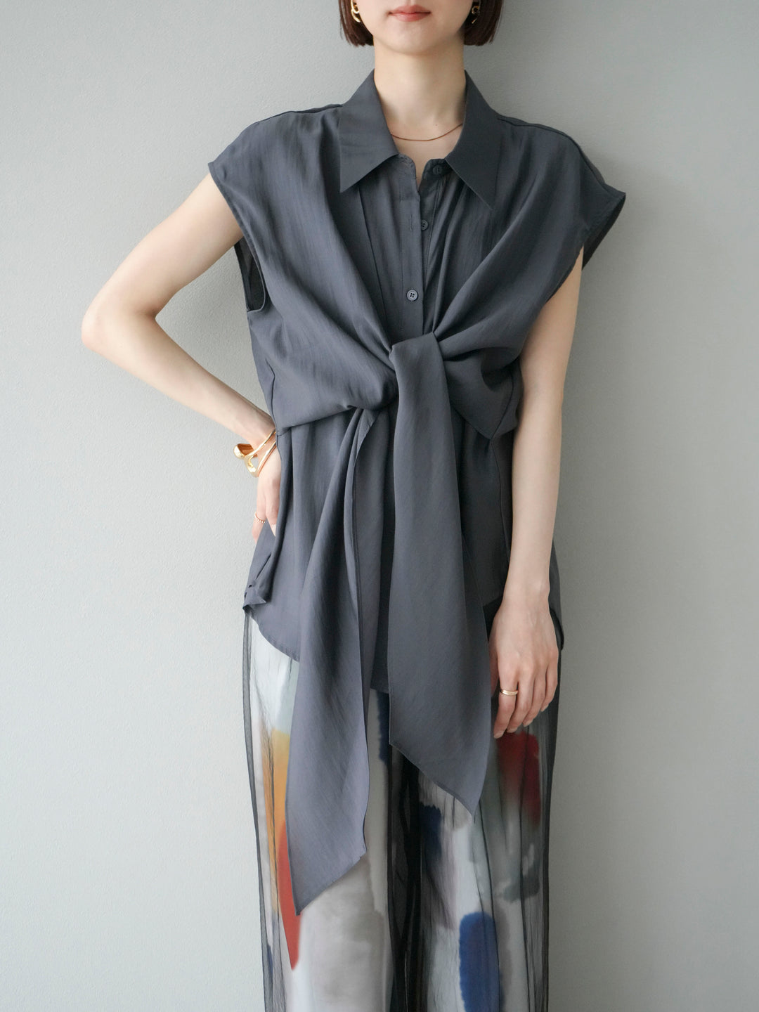 [SET]フロントタイシアーブラウス+選べるアクセセット(2set)