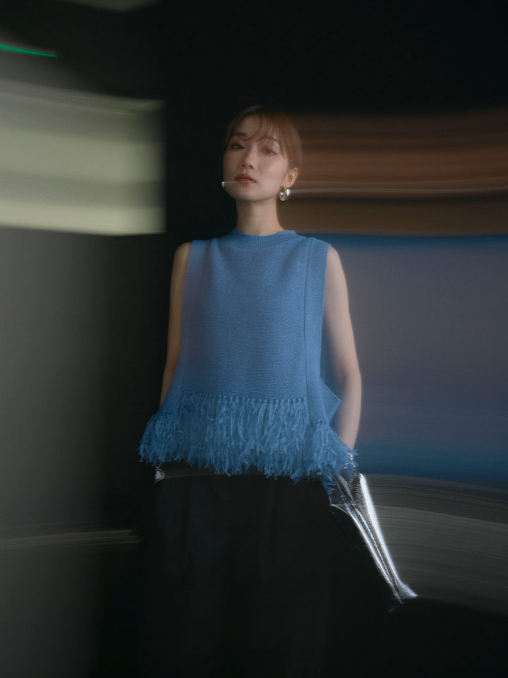 [予約]フェザーヤーンニットベスト/ブルー
