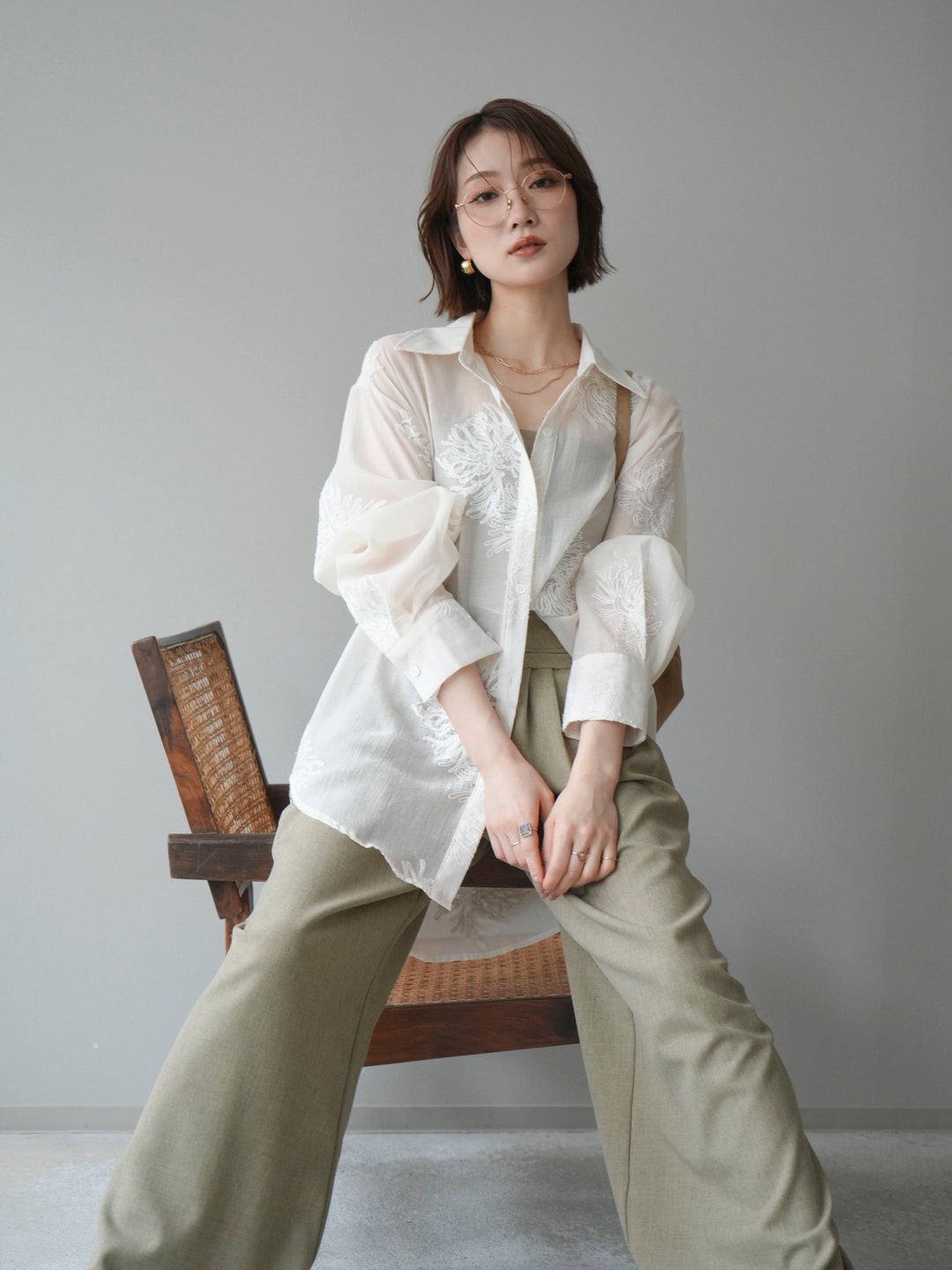 [予約]シアーエンブロイダリーシャツ/ivory