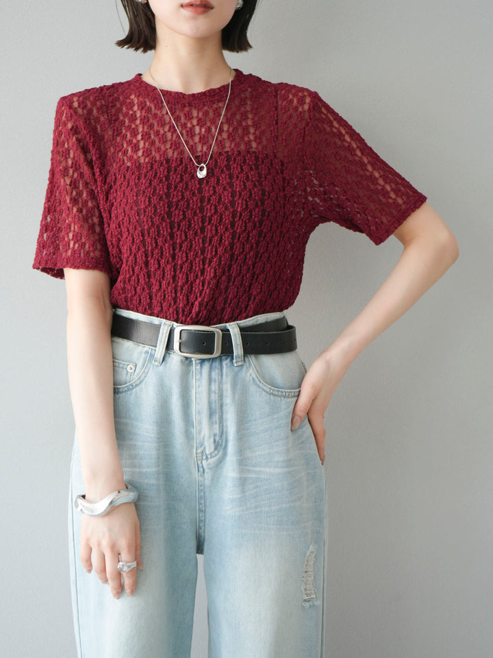 [SET]カットレースTシャツ+選べるアクセセット(2set)