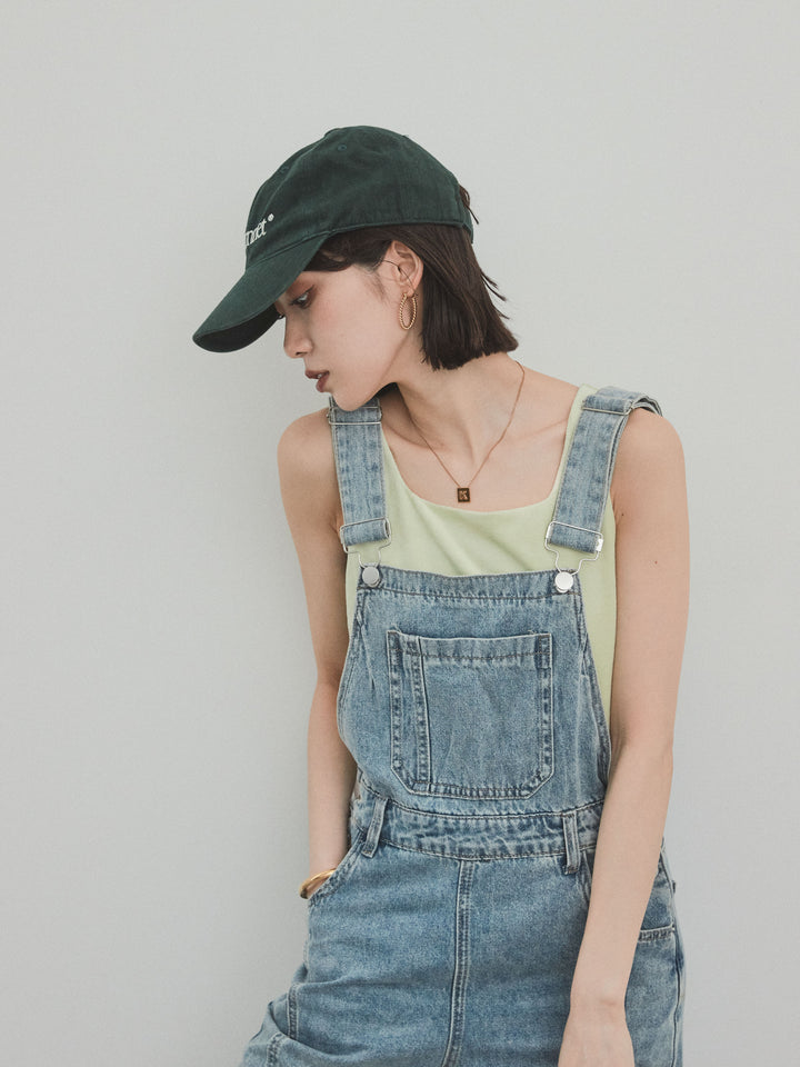 [予約]センターシームデニムサロペット /ライトブルー