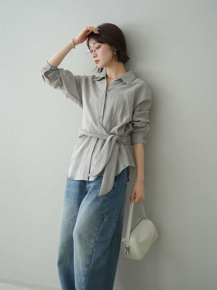 [予約]フロントアシンメトリーブラウス/gray