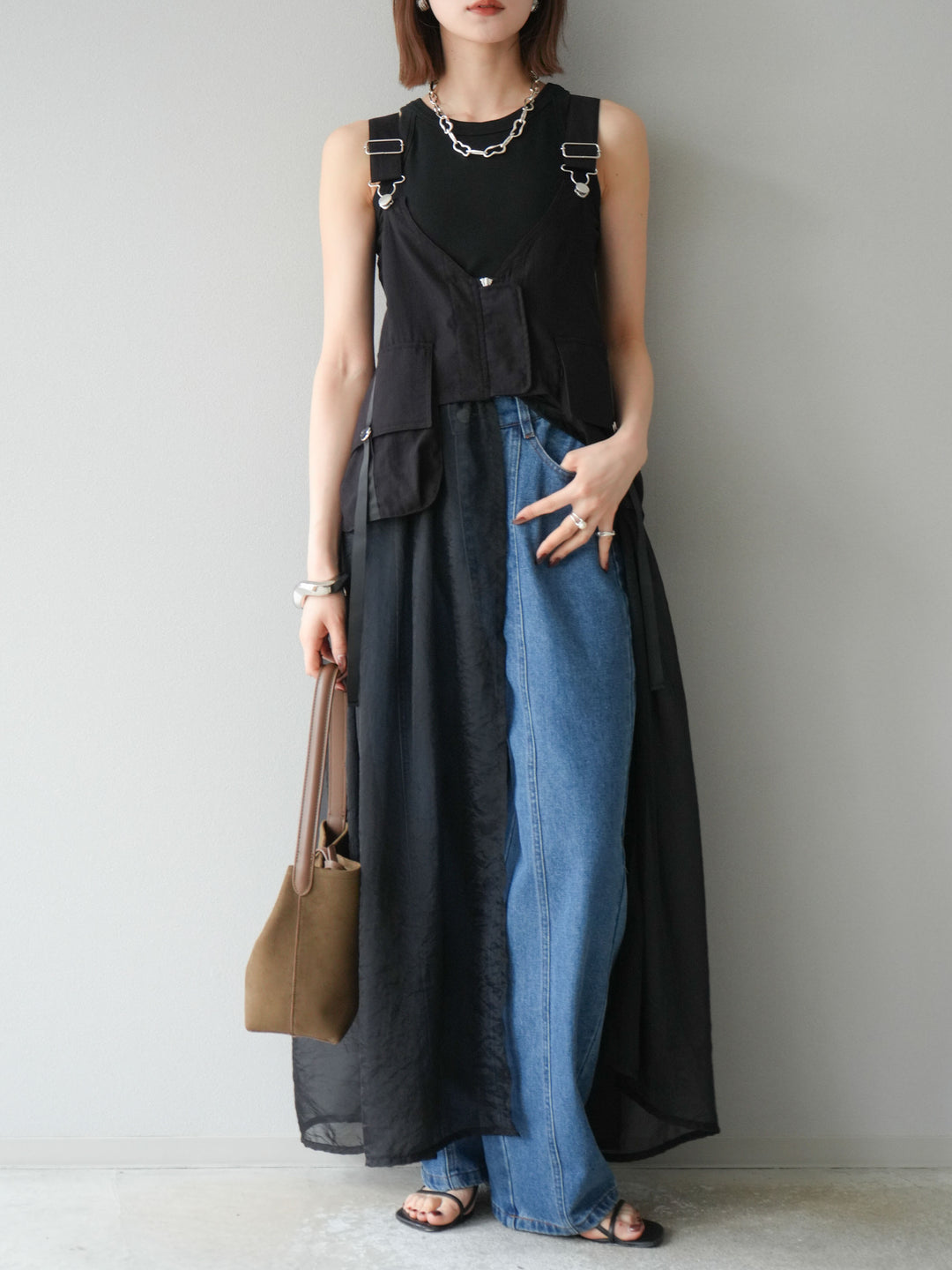 [予約]タクティカルベストオーガンザワンピース/ブラック