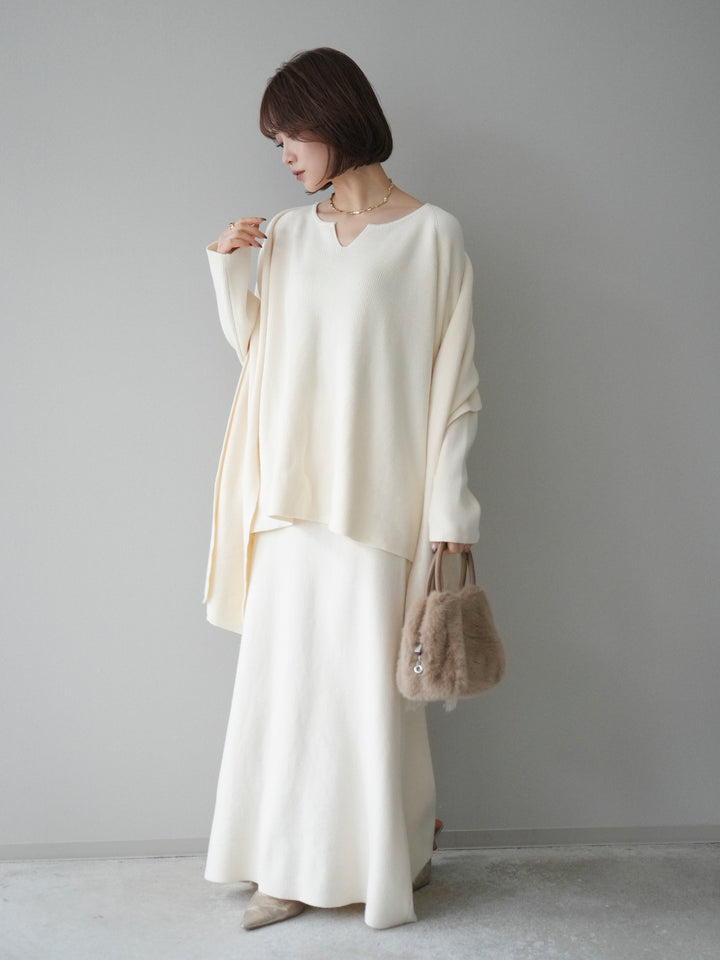 [SET]ストール付キーネックニットSET UP