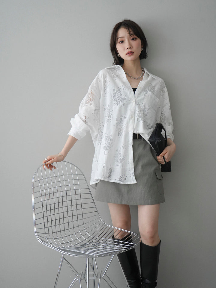 [SET]ジャガードレースオーバーシャツ+選べるアクセセット(2set)