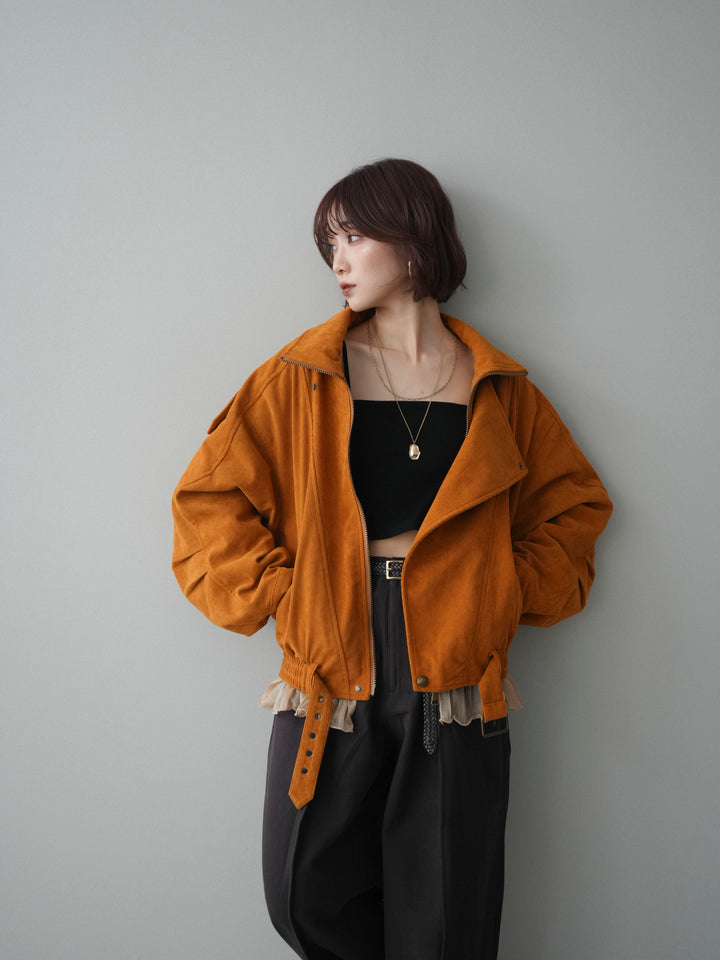 [SET]コーデュロイライダース裾レースブルゾン+選べるアクセセット(2set)