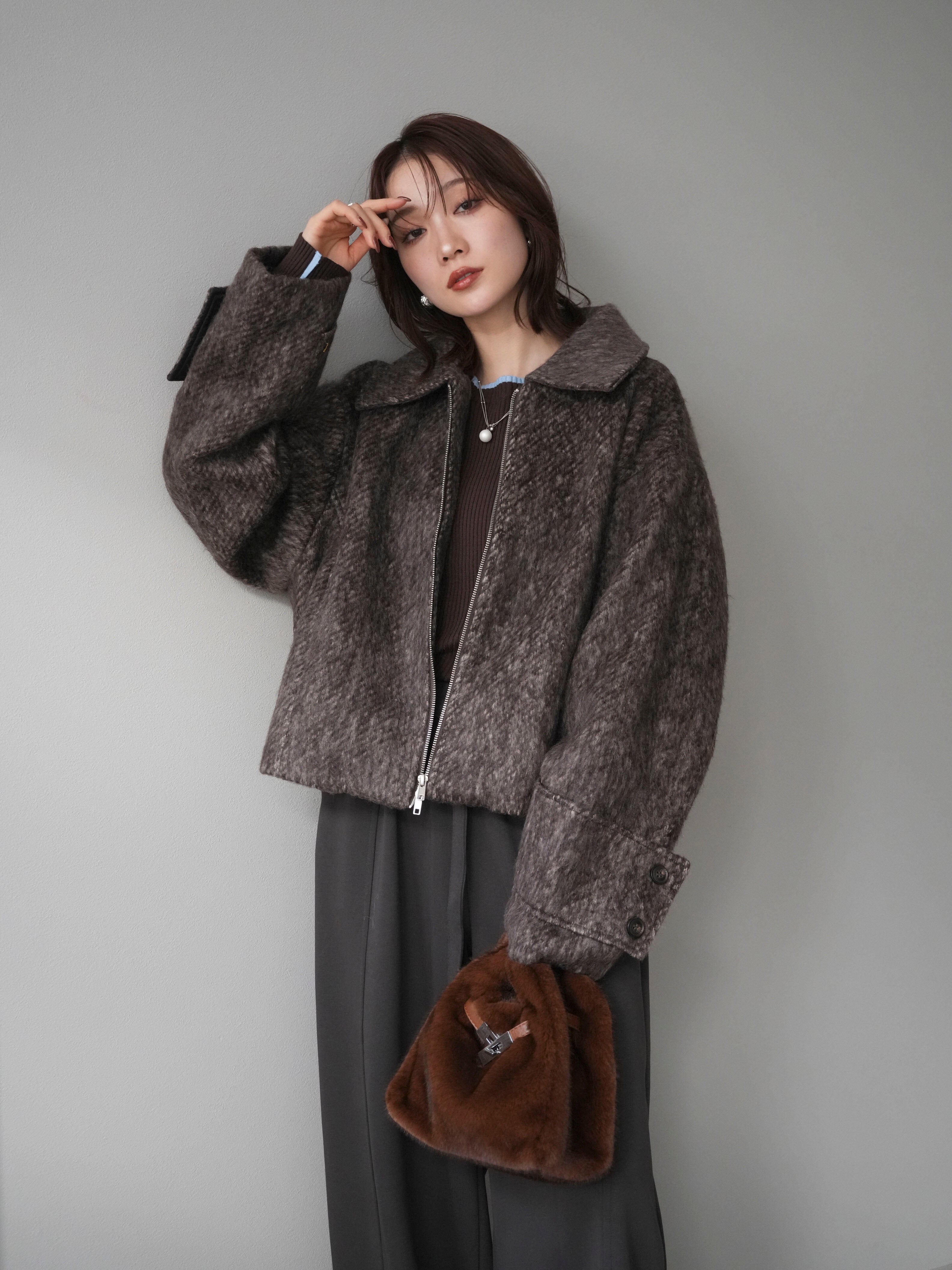 予約]袖ビックループシャギージップブルゾン/brown – Lumier