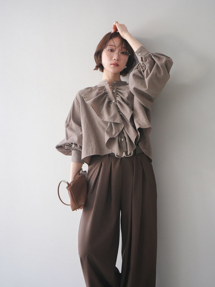 [SET]ラッフルフレアショートブラウス+ラッフルフレアショートブラウス(2set)