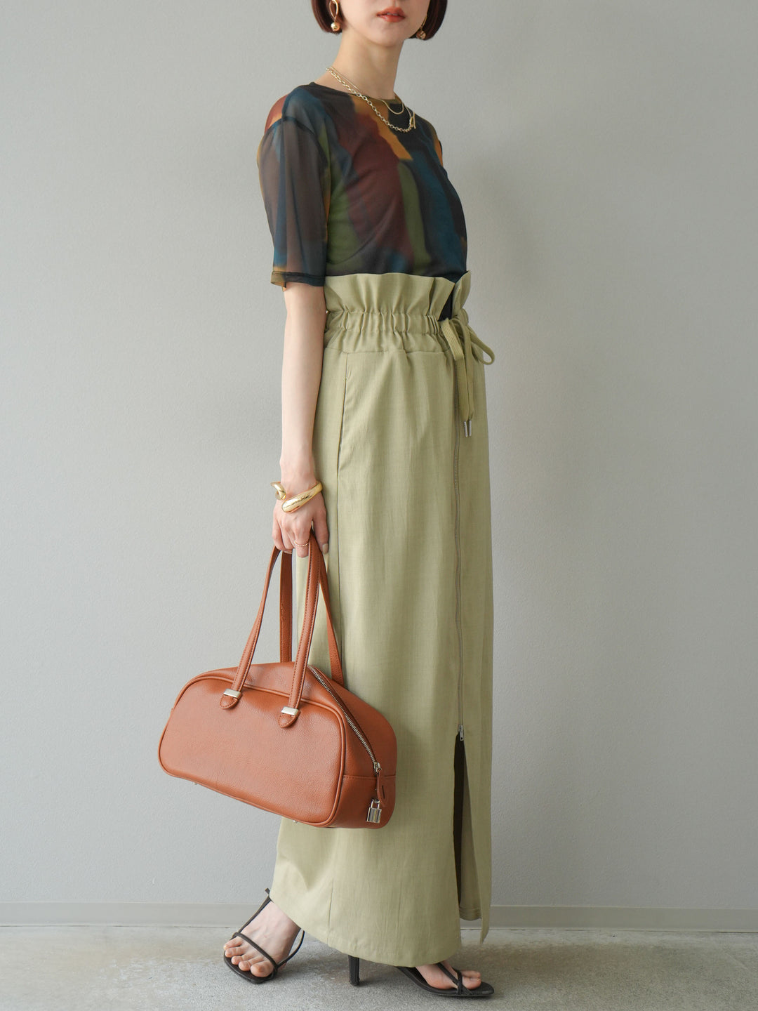 [套裝] 水彩藝術透視T卹 + Heather Ester 褶皺拉鍊裙 (2套)