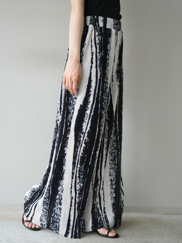 [予約]ニュアンスプリーツワイドパンツ/ブラック