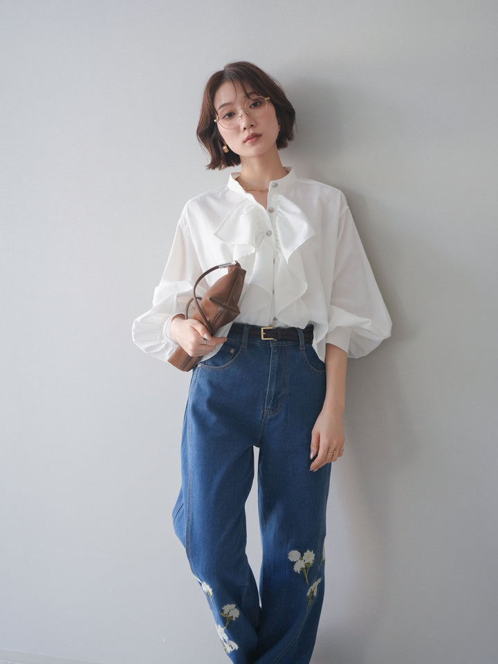 [SET]ラッフルフレアショートブラウス+ラッフルフレアショートブラウス(2set)