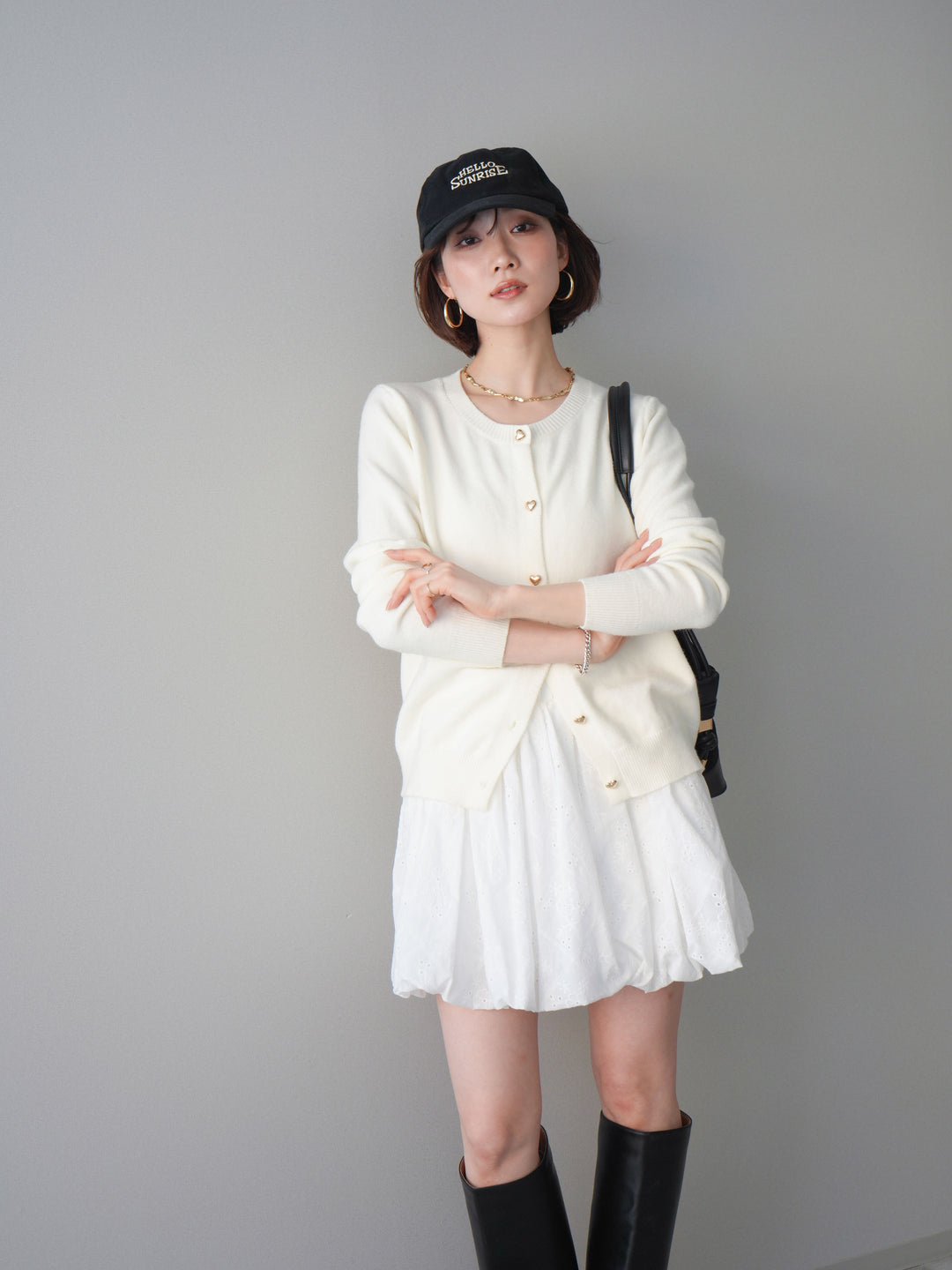 [SET]ハートボタンニットカーディガン+ハートボタンニットカーディガン(2set)