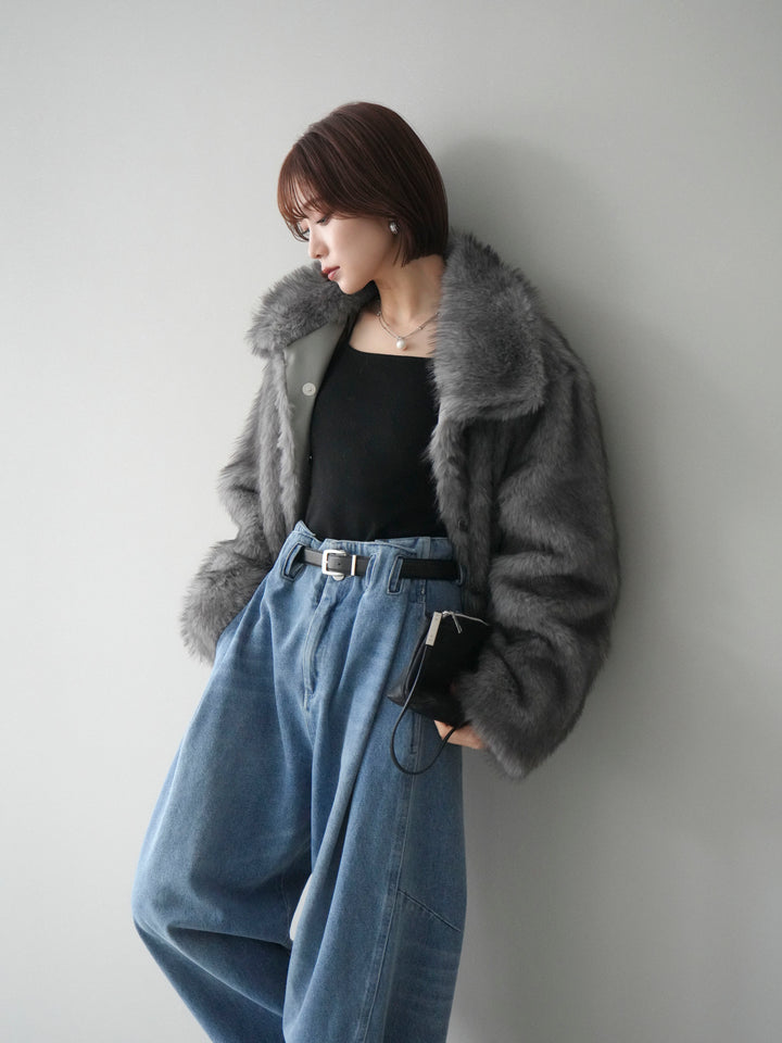 [20%オフ]MIXファースタンドネックショートジャケット/gray