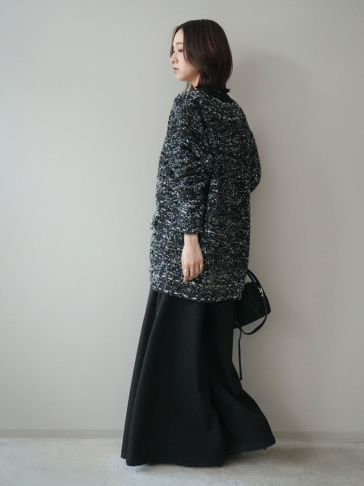 [SET]モールネップニットカーディガン+テープベルトタックバギーパンツ(2set)