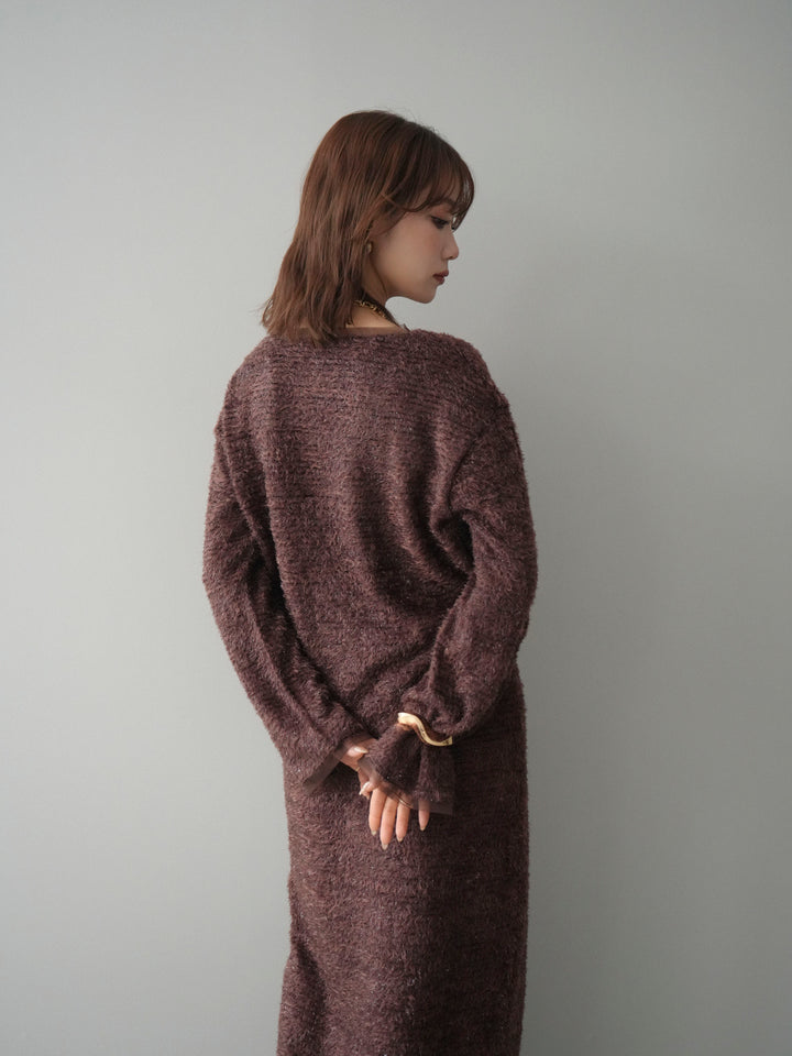 [予約]ラメシャギートップス/brown