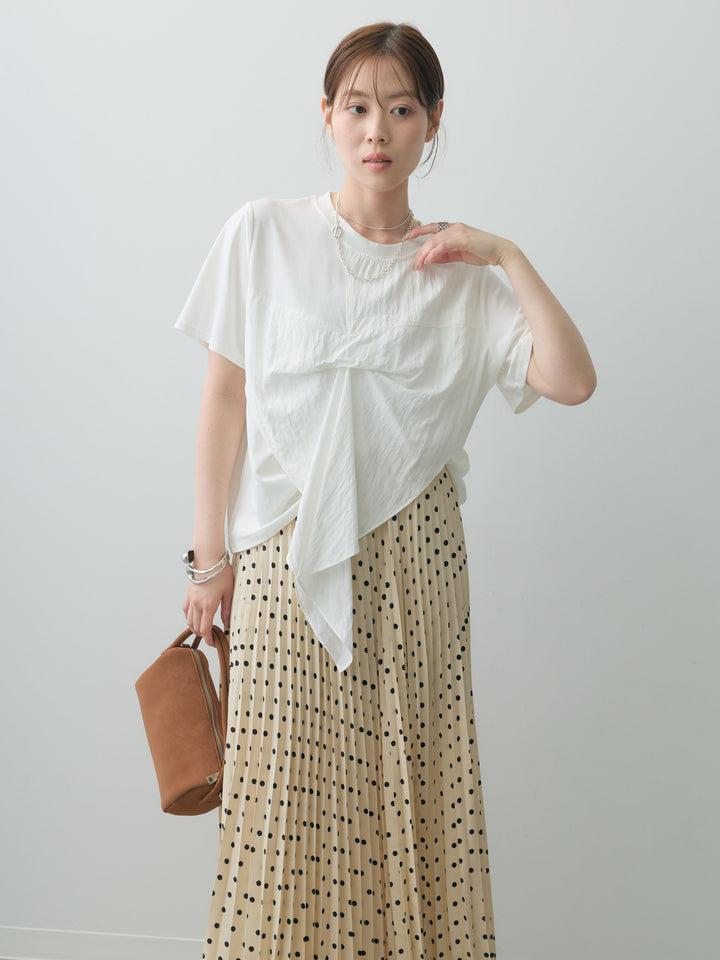 [SET]ラッフルドッキングTEE+ドットアコーディオンプリーツスカート(2set)