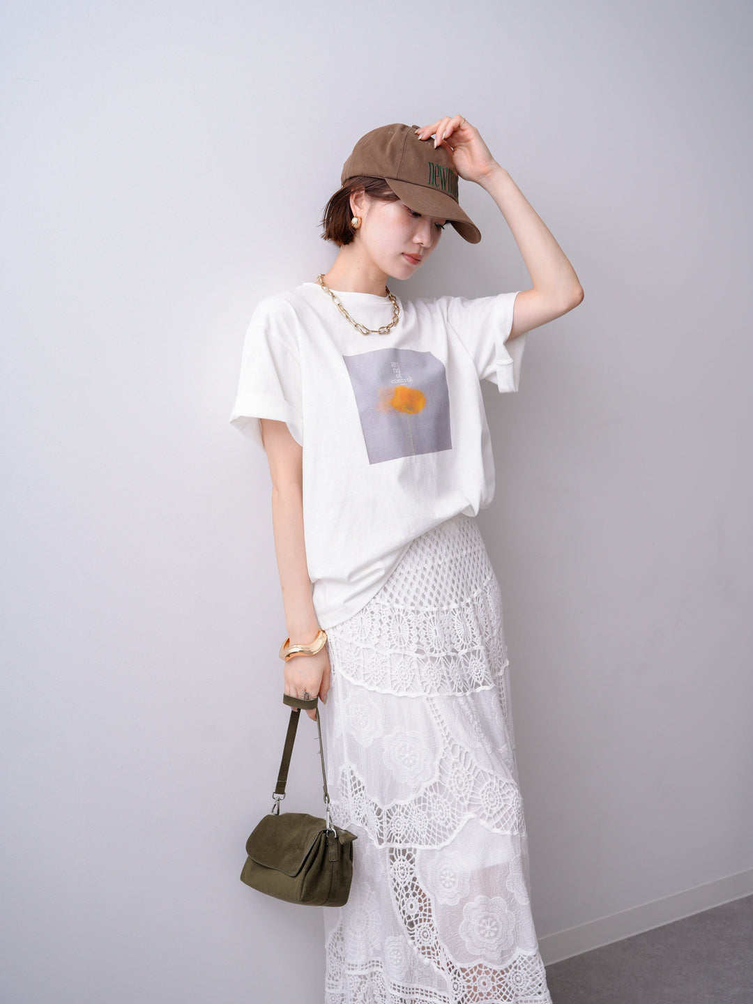 [SET]ニュアンスフローラルフォトTEE+クロシェマキシスカート(2set)