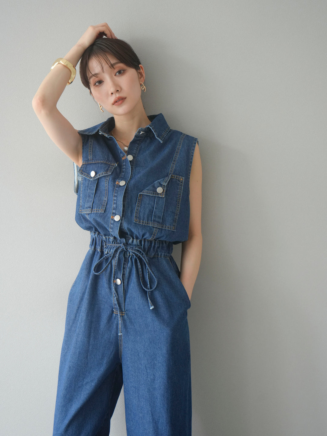【預購】口袋設計牛仔連身衣/藍色