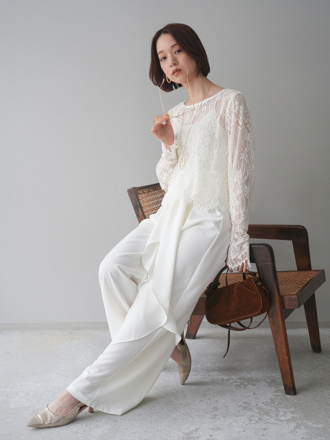 [予約]2WAYスリーブレーストップス/ivory