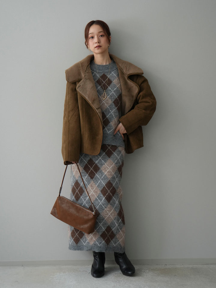 [SET]アーガイルニットプルオーバー&ロングスカートSET UP(2set)