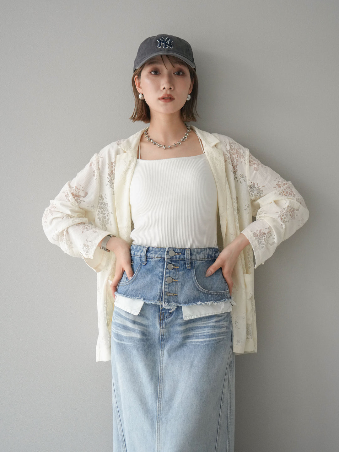 [予約]レーステーラードジャケット/アイボリー