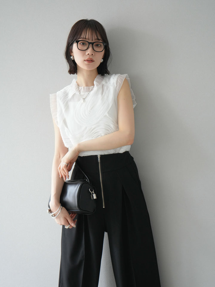 [SET]チュールジャガードノースリブラウス+チュールジャガードノースリブラウス(2set)