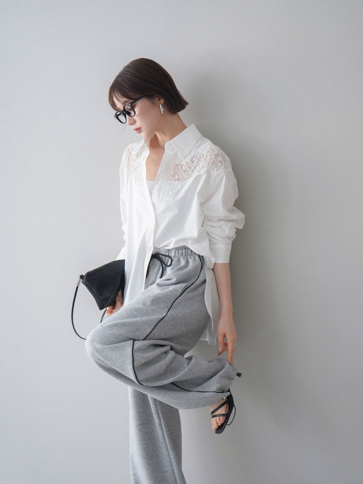 [予約]バックレースヨークシャツ/white