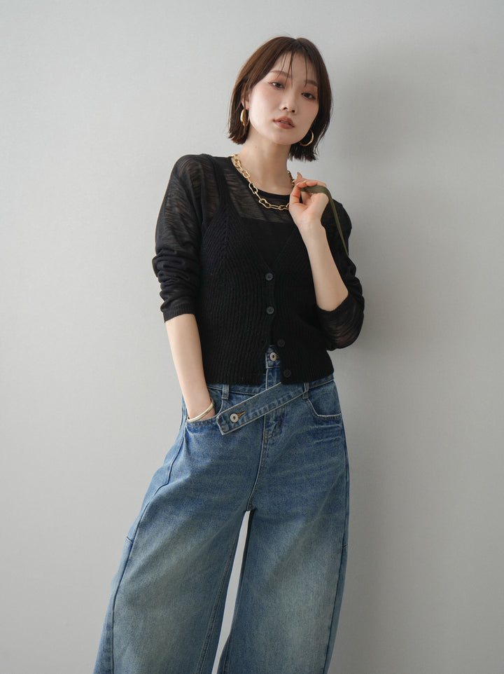 [予約]ビスチェアンサンブルシアーニット/black