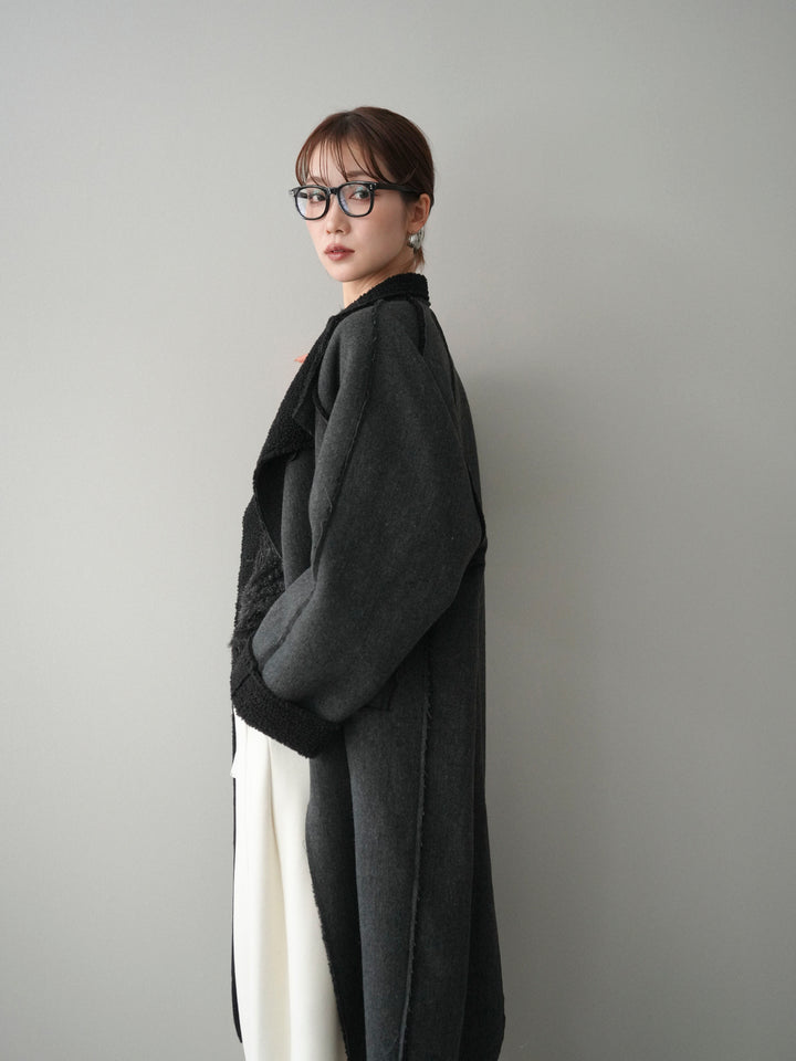 [予約]アウトシーム裏ボアコート/black