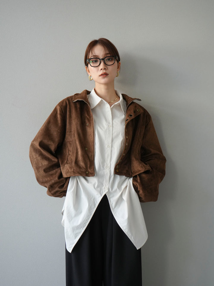 [予約]パンチングデザインスエードショートジャケット/ブラウン