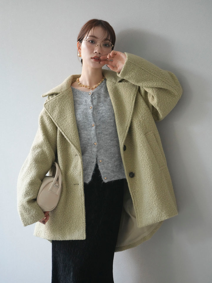 [予約]ボアミドルコクーンコート/olive