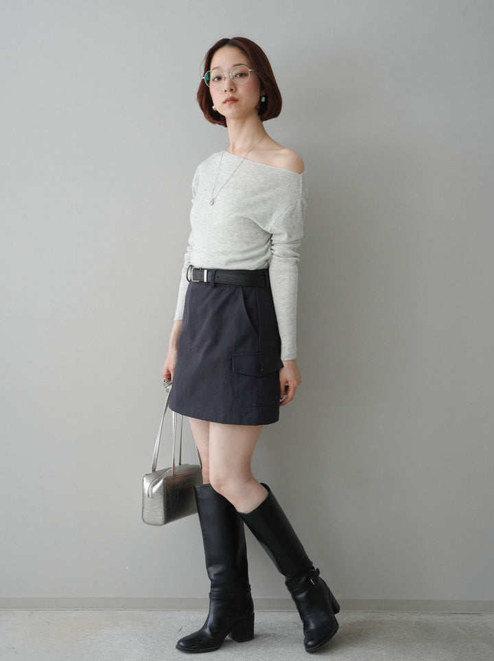 [予約]ベルト付カーゴミニスカート/black