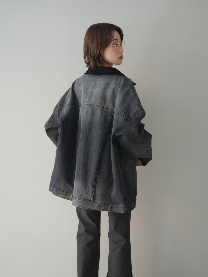 [予約]コーデュロイ×デニムミドルジャケット/gray