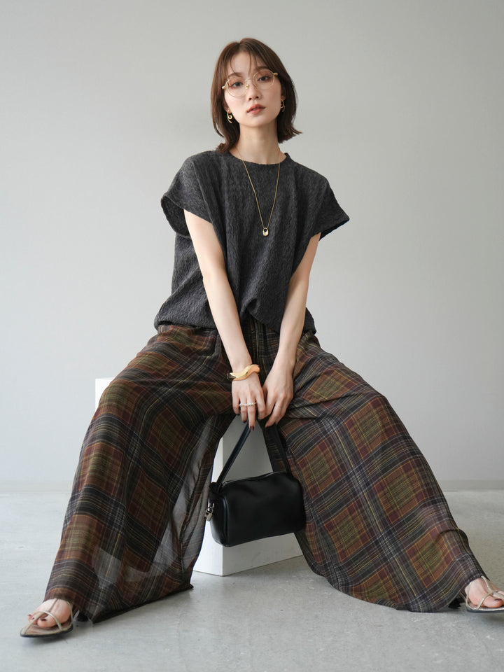 【預購】抽繩下擺提花套頭衫/炭灰色