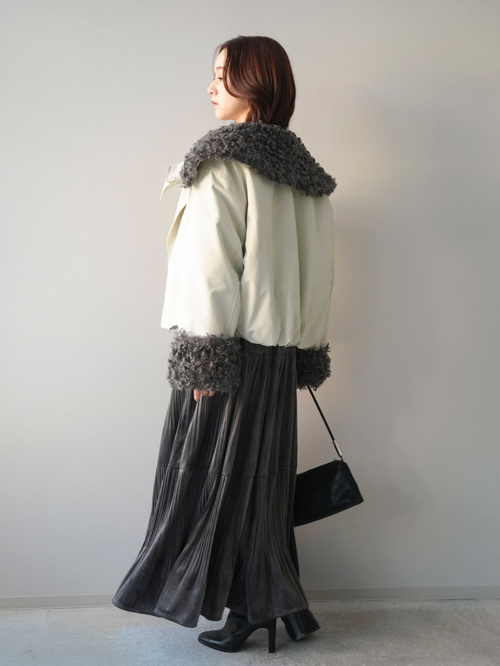 [SET]プードルファーダウンジャケット+ベロアティアードワッシャースカート(2set)