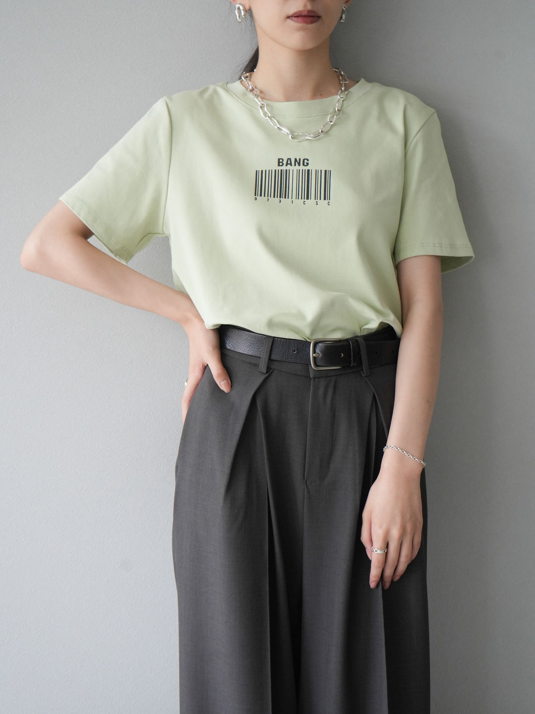 [Pre-order] Barcode Print T-shirt/Green