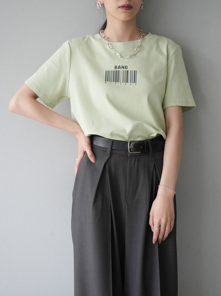 [予約]バーコードプリントTシャツ/グリーン