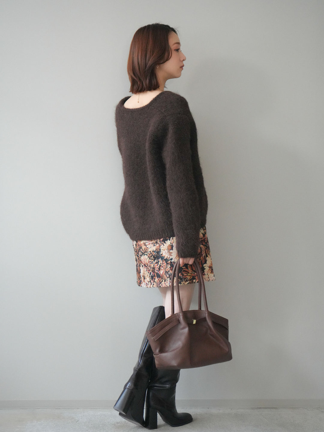 [予約]フロントZIPアソート柄ミニスカート/beigebigflower