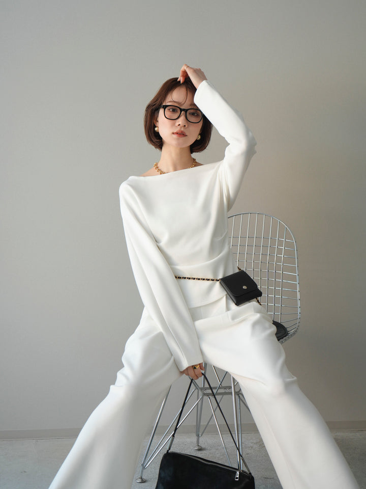 [SET]ライトポンチワンショルタックトップス＆パンツSETUP