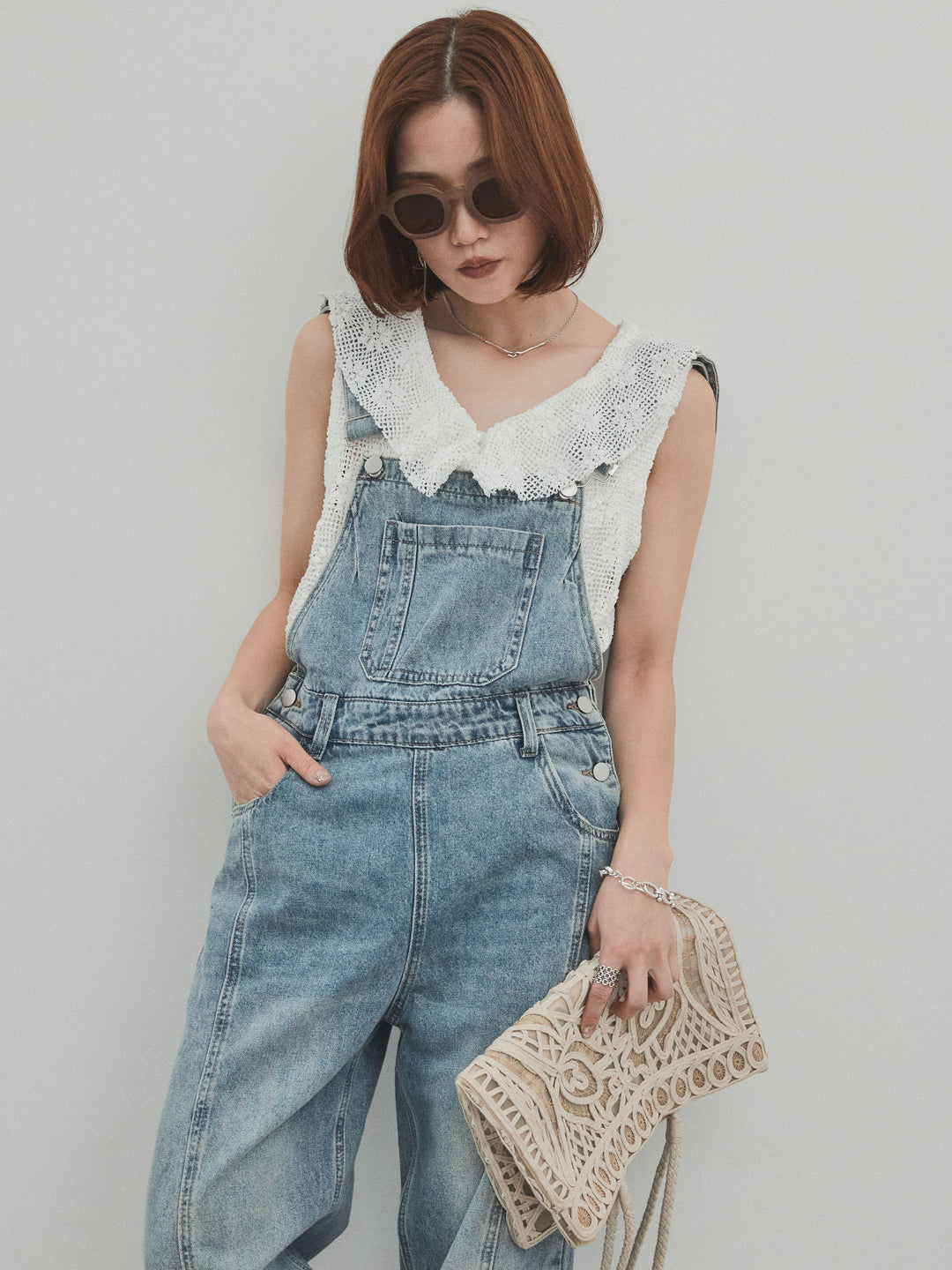 [套裝] 帶紗荷葉邊無袖上衣 + 帶紗荷葉邊無袖上衣 (2套)