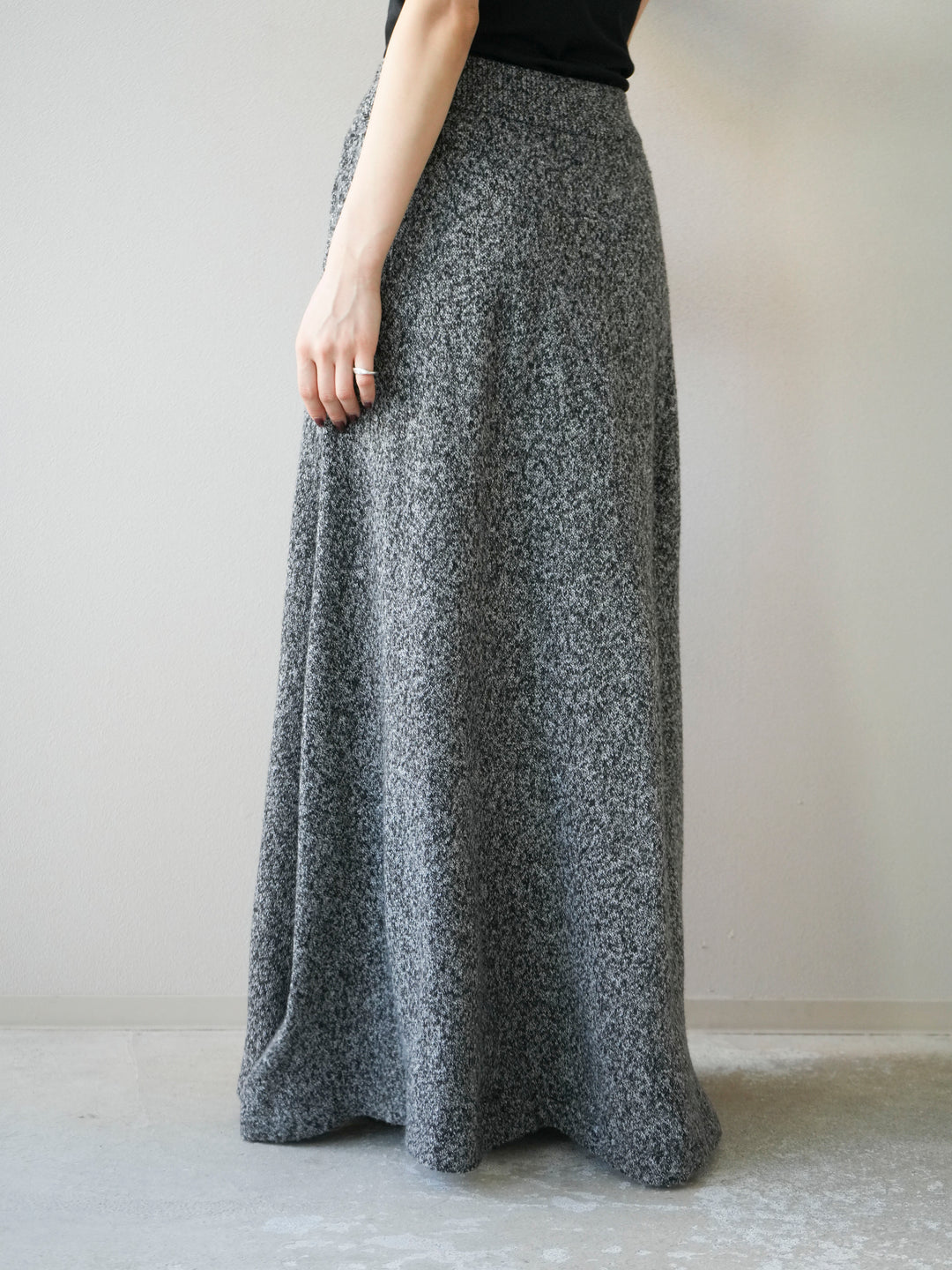 [予約]ミックスヤーンニットスカート/ブラック