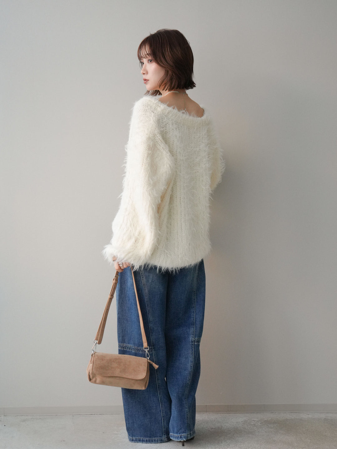 [予約]裏起毛加工デニムカーブパンツ/blue