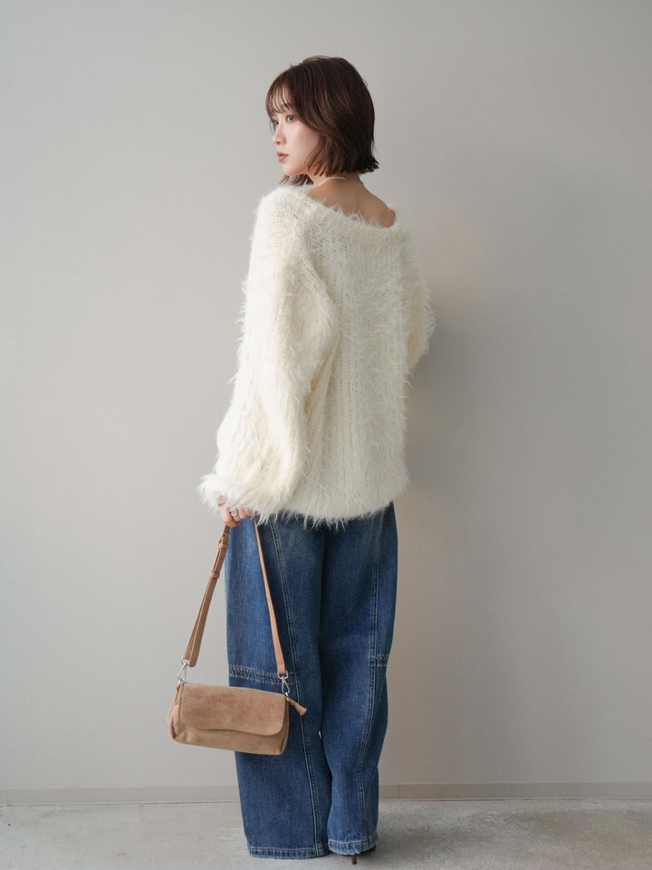 [予約]裏起毛加工デニムカーブパンツ/blue