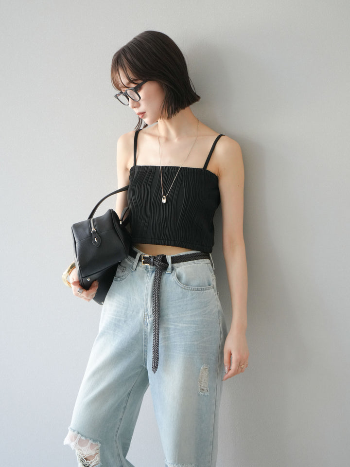 [SET]ウェーブパイピングカップ付ベアキャミソール+ウェーブパイピングカップ付ベアキャミソール(2set)