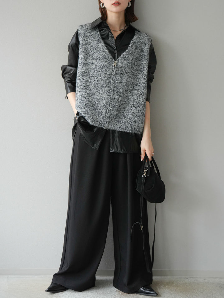 [予約]フェイクレザーシャツ/ブラック