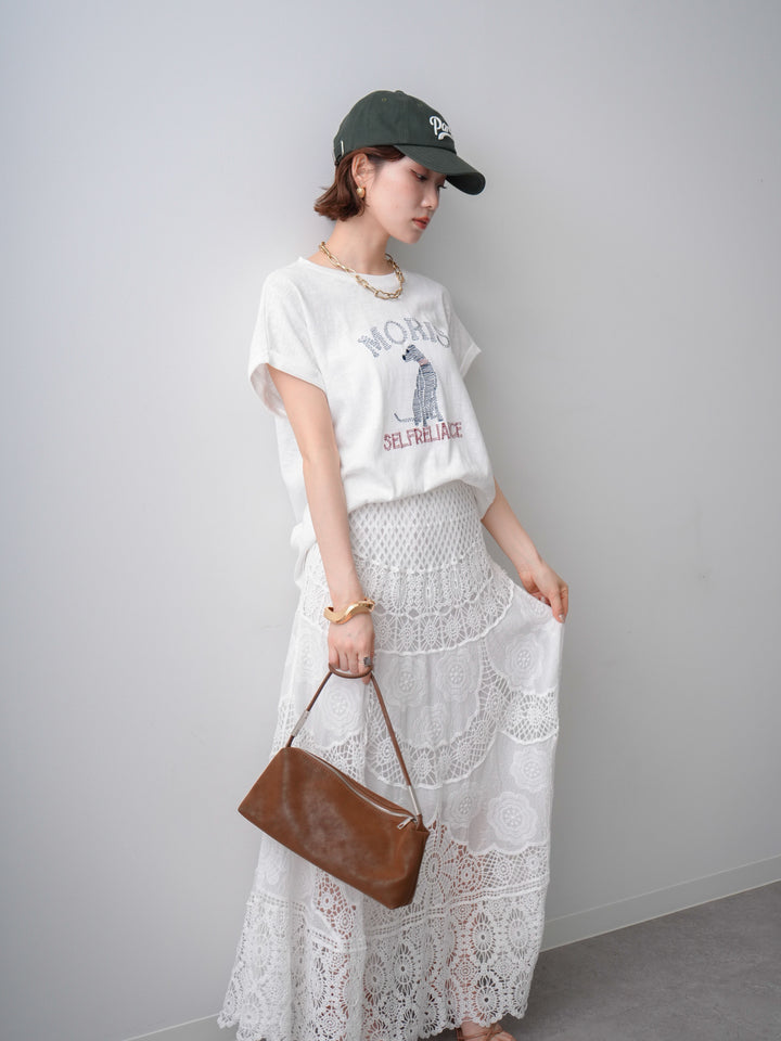[予約]ドッグエンブロイダリーTEE/white