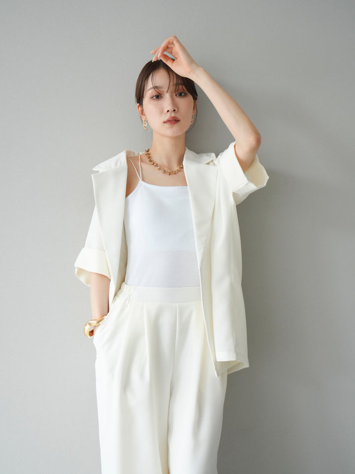 [予約]リネンライクハーフテーラードジャケット/アイボリー