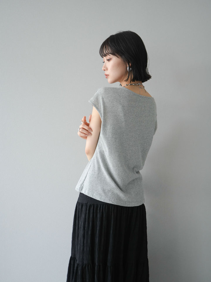 [予約]フロント巻きデザインカットソー/グレー