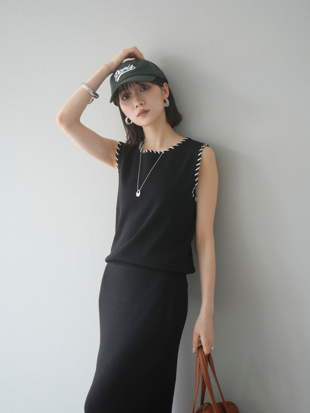 [SET] 亞麻手織套頭衫 + 亞麻手織緊身裙 (2 件套)