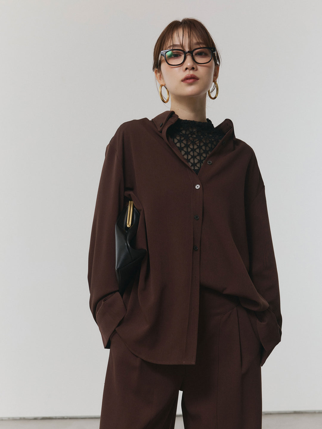 【Allure】[SET]ボタンダウンオーバーシャツ+ボタンダウンオーバーシャツ(2set)